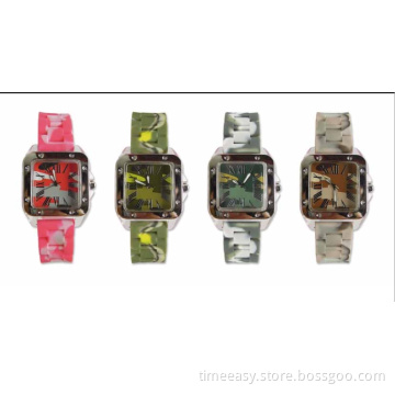 Fashion Camo Color Silicone and Sports Watch